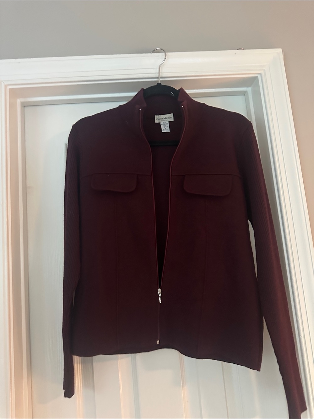 Chiara Marconi full zip merino wool sweater